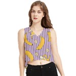 Pattern Bananas Fruit Tropical Seamless Texture Graphics V-Neck Cropped Tank Top
