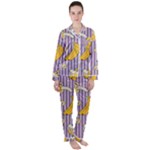 Pattern Bananas Fruit Tropical Seamless Texture Graphics Women s Long Sleeve Satin Pajamas Set	