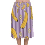 Pattern Bananas Fruit Tropical Seamless Texture Graphics Velvet Flared Midi Skirt