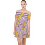 Pattern Bananas Fruit Tropical Seamless Texture Graphics Off Shoulder Chiffon Dress