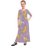 Pattern Bananas Fruit Tropical Seamless Texture Graphics Kids  Quarter Sleeve Maxi Dress