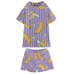 Pattern Bananas Fruit Tropical Seamless Texture Graphics Kids  Swim T-Shirt and Shorts Set