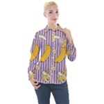 Pattern Bananas Fruit Tropical Seamless Texture Graphics Women s Long Sleeve Pocket Shirt