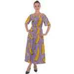 Pattern Bananas Fruit Tropical Seamless Texture Graphics Shoulder Straps Boho Maxi Dress 