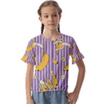 Pattern Bananas Fruit Tropical Seamless Texture Graphics Kids  Cuff Sleeve Scrunch Bottom T-Shirt