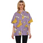 Pattern Bananas Fruit Tropical Seamless Texture Graphics Women s Batwing Button Up Shirt