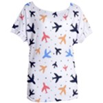 Airplane Pattern Plane Aircraft Fabric Style Simple Seamless Women s Oversized T-Shirt