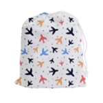 Airplane Pattern Plane Aircraft Fabric Style Simple Seamless Drawstring Pouch (2XL)