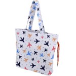 Airplane Pattern Plane Aircraft Fabric Style Simple Seamless Drawstring Tote Bag