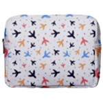 Airplane Pattern Plane Aircraft Fabric Style Simple Seamless Make Up Pouch (Large)