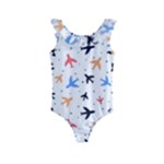 Airplane Pattern Plane Aircraft Fabric Style Simple Seamless Kids  Frill Swimsuit