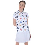 Airplane Pattern Plane Aircraft Fabric Style Simple Seamless Women s Polo T-Shirt