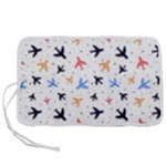 Airplane Pattern Plane Aircraft Fabric Style Simple Seamless Pen Storage Case (M)