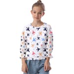 Airplane Pattern Plane Aircraft Fabric Style Simple Seamless Kids  Cuff Sleeve Top