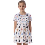 Airplane Pattern Plane Aircraft Fabric Style Simple Seamless Kids  Short Sleeve Pinafore Style Dress