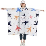 Airplane Pattern Plane Aircraft Fabric Style Simple Seamless Women s Hooded Rain Ponchos