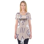 Abstract Leaf Nature Natural Beautiful Summer Pattern Short Sleeve Tunic 