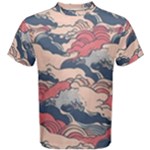 Waves Ocean Sea Water Pattern Rough Seas Digital Art Nature Nautical Men s Cotton T-Shirt