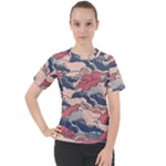 Waves Ocean Sea Water Pattern Rough Seas Digital Art Nature Nautical Women s Sport Raglan T-Shirt