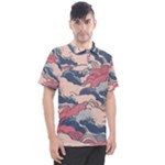 Waves Ocean Sea Water Pattern Rough Seas Digital Art Nature Nautical Men s Polo T-Shirt