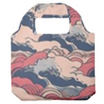 Waves Ocean Sea Water Pattern Rough Seas Digital Art Nature Nautical Premium Foldable Grocery Recycle Bag