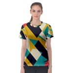 Geometric Pattern Retro Colorful Abstract Women s Sport Mesh T-Shirt