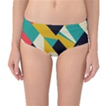 Geometric Pattern Retro Colorful Abstract Mid-Waist Bikini Bottoms