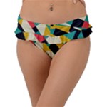 Geometric Pattern Retro Colorful Abstract Frill Bikini Bottoms