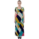 Geometric Pattern Retro Colorful Abstract High Waist Short Sleeve Maxi Dress