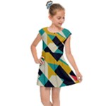 Geometric Pattern Retro Colorful Abstract Kids  Cap Sleeve Dress