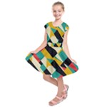 Geometric Pattern Retro Colorful Abstract Kids  Short Sleeve Dress