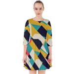 Geometric Pattern Retro Colorful Abstract Smock Dress