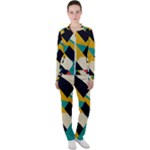 Geometric Pattern Retro Colorful Abstract Casual Jacket and Pants Set