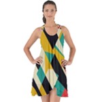 Geometric Pattern Retro Colorful Abstract Show Some Back Chiffon Dress