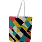 Geometric Pattern Retro Colorful Abstract Full Print Rope Handle Tote (Large)