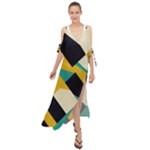 Geometric Pattern Retro Colorful Abstract Maxi Chiffon Cover Up Dress