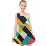 Geometric Pattern Retro Colorful Abstract Kids  Cross Back Dress