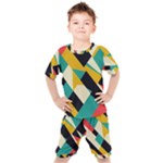 Geometric Pattern Retro Colorful Abstract Kids  T-Shirt and Shorts Set