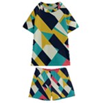 Geometric Pattern Retro Colorful Abstract Kids  Swim T-Shirt and Shorts Set