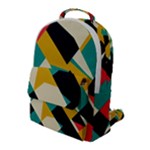 Geometric Pattern Retro Colorful Abstract Flap Pocket Backpack (Large)