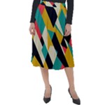 Geometric Pattern Retro Colorful Abstract Classic Velour Midi Skirt 