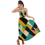 Geometric Pattern Retro Colorful Abstract Backless Maxi Beach Dress