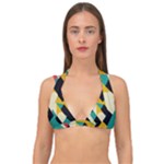 Geometric Pattern Retro Colorful Abstract Double Strap Halter Bikini Top