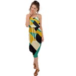 Geometric Pattern Retro Colorful Abstract Waist Tie Cover Up Chiffon Dress