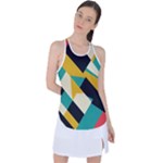 Geometric Pattern Retro Colorful Abstract Racer Back Mesh Tank Top