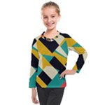 Geometric Pattern Retro Colorful Abstract Kids  Long Mesh T-Shirt