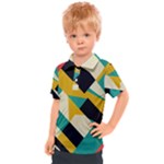 Geometric Pattern Retro Colorful Abstract Kids  Polo T-Shirt
