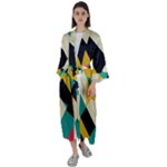 Geometric Pattern Retro Colorful Abstract Maxi Satin Kimono
