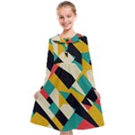 Geometric Pattern Retro Colorful Abstract Kids  Midi Sailor Dress