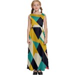 Geometric Pattern Retro Colorful Abstract Kids  Satin Sleeveless Maxi Dress